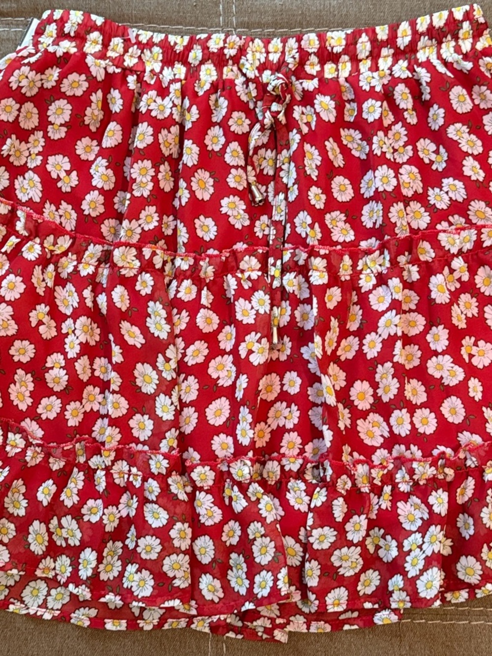 Red Daisy Tiered Skirt